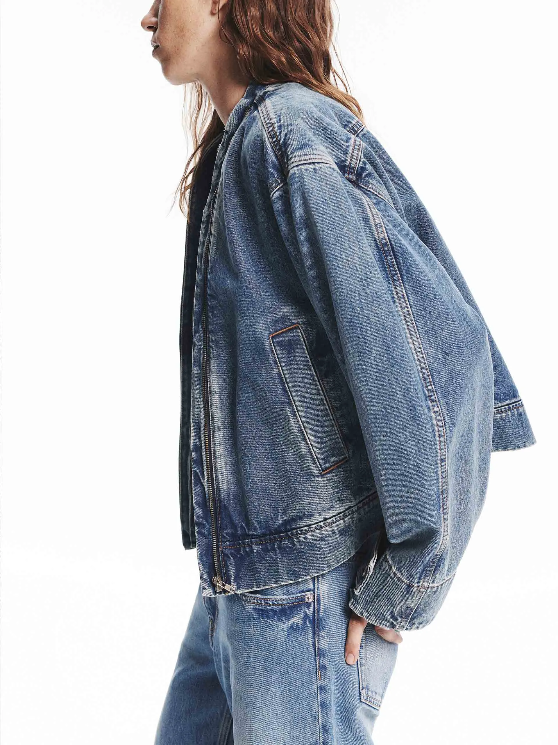 Zip Closure Denim Jacket